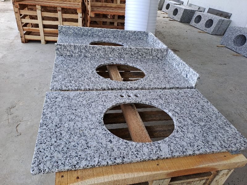 P White Granite Bathroom Vanity